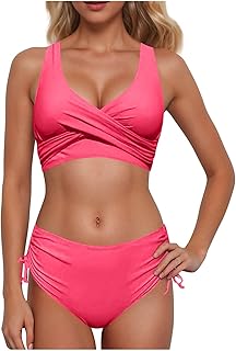 T Shirt Mr Yellow - Bikini de cintura alta para mujer, traje de baño sexy push-up de dos piezas, traje de baño vintage, juego de bikini retro de dos piezas con estampado fruncido, cintura alta
