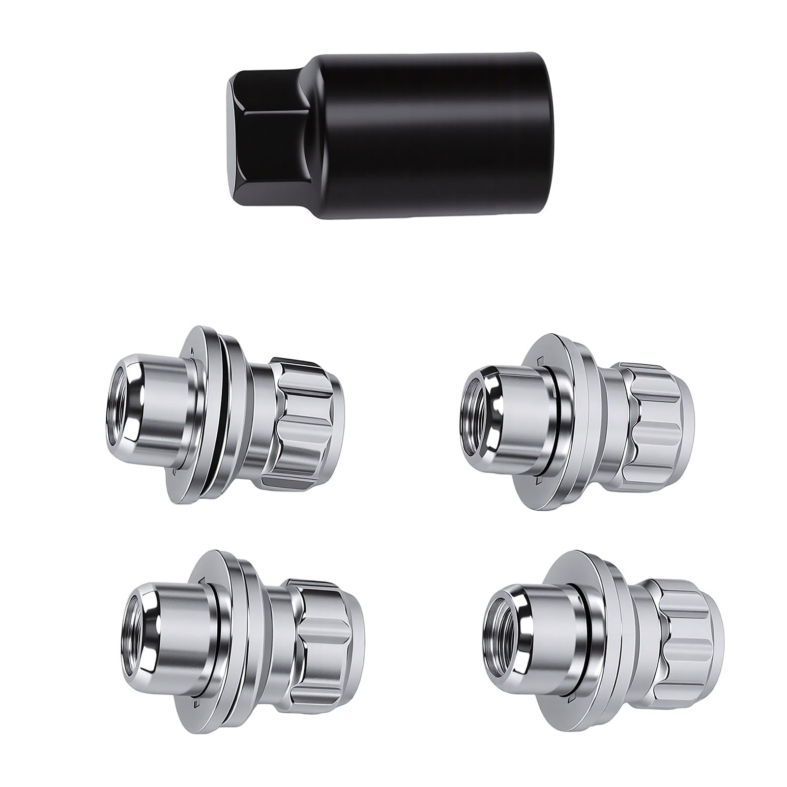 Wheel Lock Lug Nut Set, 12x1.50 Size | Konstrukcja ze stali hartowanej, chromowane wykończenie, bezpieczne dopasowanie, kompatybilne z ą