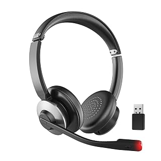 Wireless Headset with Mic for Work, Wireless Headphones with Mic (AI Noise Cancellation) & USB Dongle, 26+ Hrs Working Time, Bluetooth Headset with Mute for PC/Laptop/Office/Call Center/Zoom/Home - Amazon product rated Grade C