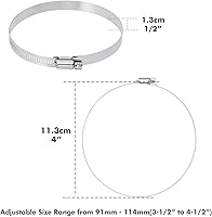 Vista 4 de Selizo Abrazaderas de manguera de acero inoxidable 304, abrazadera de manguera de 4 pulgadas, abrazadera de conducto, engranaje helicoidal ajustable