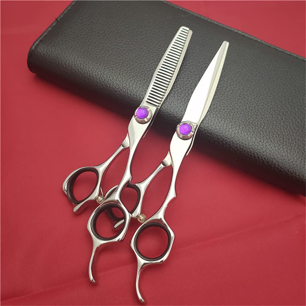 Kit De Ciseaux De Coupe De Cheveux Professionnels, Ciseaux De Coiffure en Acier Inoxydable 440C Ensemble De Ciseaux, pour Salon, Barbier Ou Usage Domestique, Adapté À La Cisaille Plate,6.0 inch