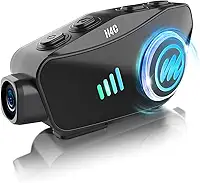 Fone de ouvido para capacete de motocicleta com câmera, Moman H4C com 【Câmera 1080p】 Ângulo amplo de 120° disparo de 360° Alto-falante de fone de ouvido de motocicleta de uso único com cartão TF de