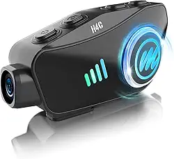 Fone de ouvido para capacete de motocicleta com câmera, Moman H4C com 【Câmera 1080p】 Ângulo amplo de 120° disparo de 360° Alto-falante de fone de ouvido de motocicleta de uso único com cartão TF de