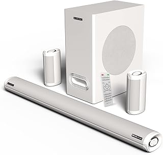 Zebronics Zeb-Juke BAR 9500WS PRO Dolby 5.1 साउंडबार वायरलेस सैटेलाइट के साथ, Dolby ऑडियो, 525 वॉट आउटपुट पावर, 16.5cm सबवूफर, HDMI ARC, BT v5.0, LED डिस्प्ले, वॉल माउंट और AUX (सफ़ेद)