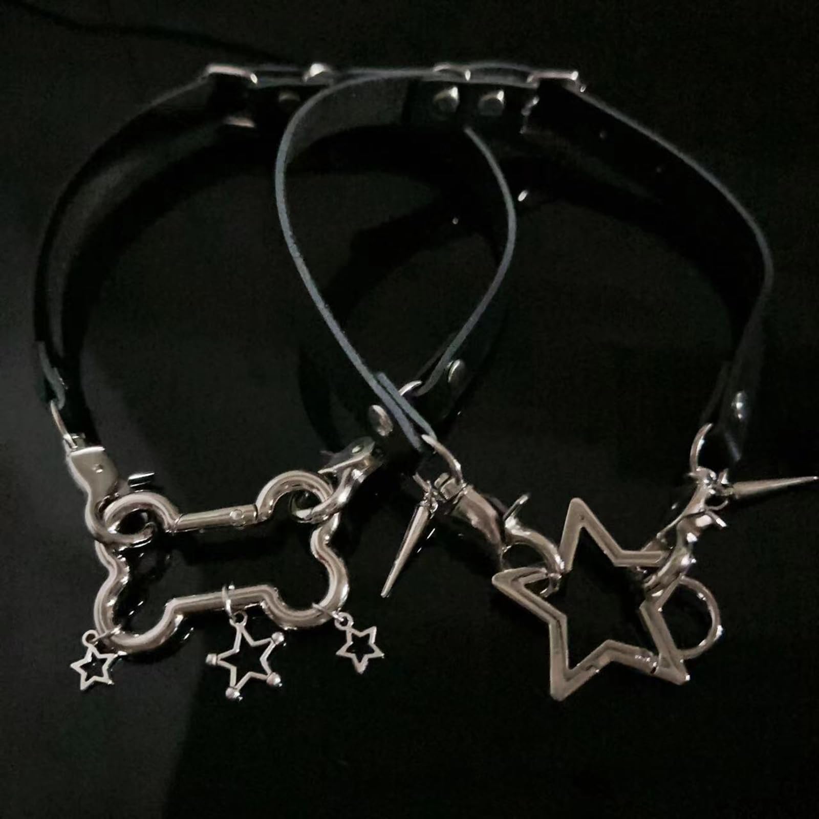 NUEYMS Pentagrams Big Bone Leathers O Style Choker DIY Star Pendant Necklace for Women Punk Aesthetic Necklace Accessory: A