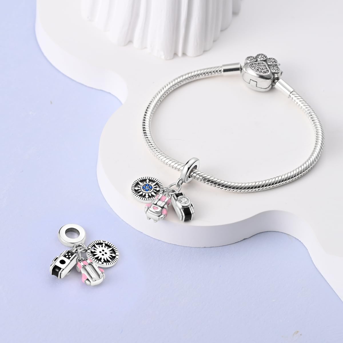 NARMO Charms for Bracelets 925 Sterling Silver Star Dangle Charms Car Keys Lipstick Dangle Charm Beads for Women Bracelets Necklace - Image 2
