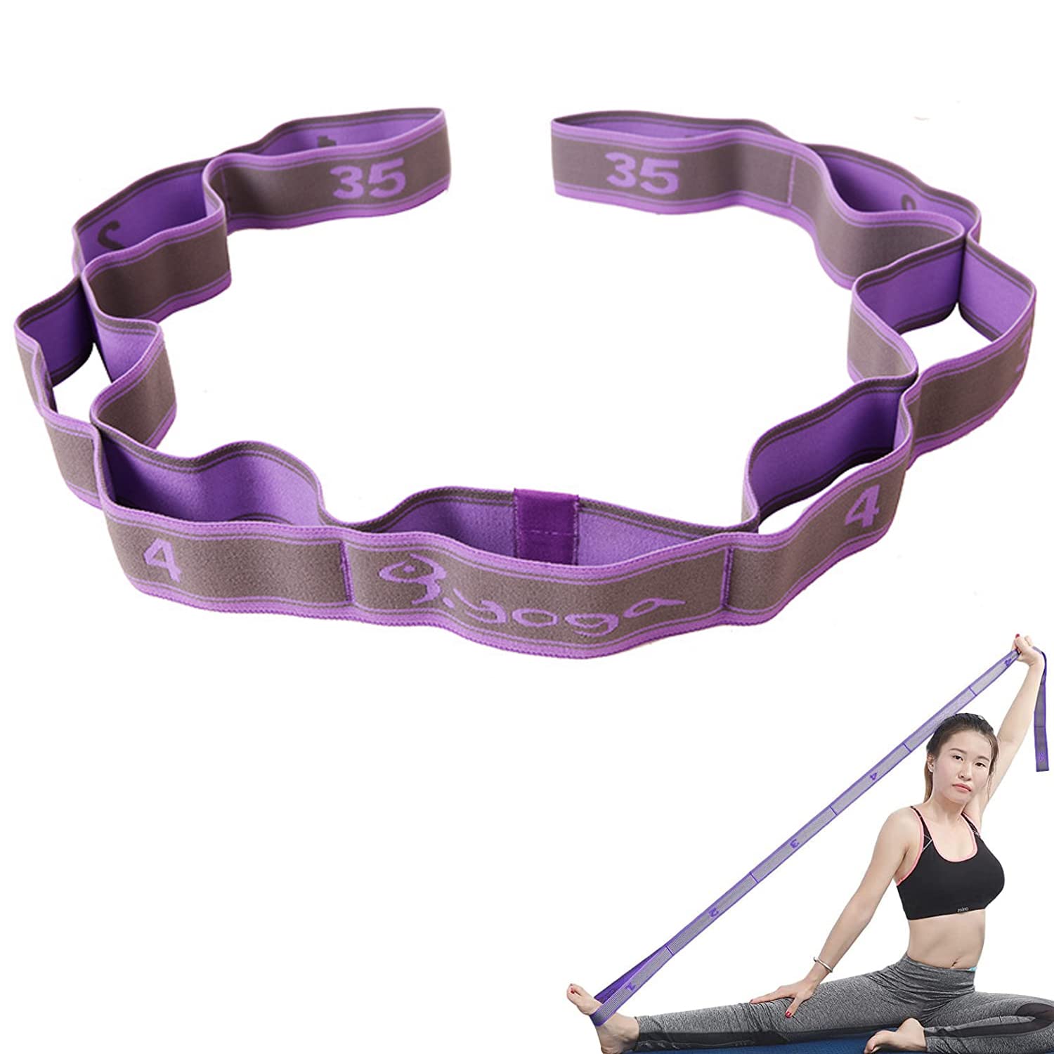 Arabest Stretch Strap - Elastic Yoga Stretching Strap, 9 Loops Yoga Strap, Stretch Band for Physical Therapy, Pilates, Dance and Gymnastics