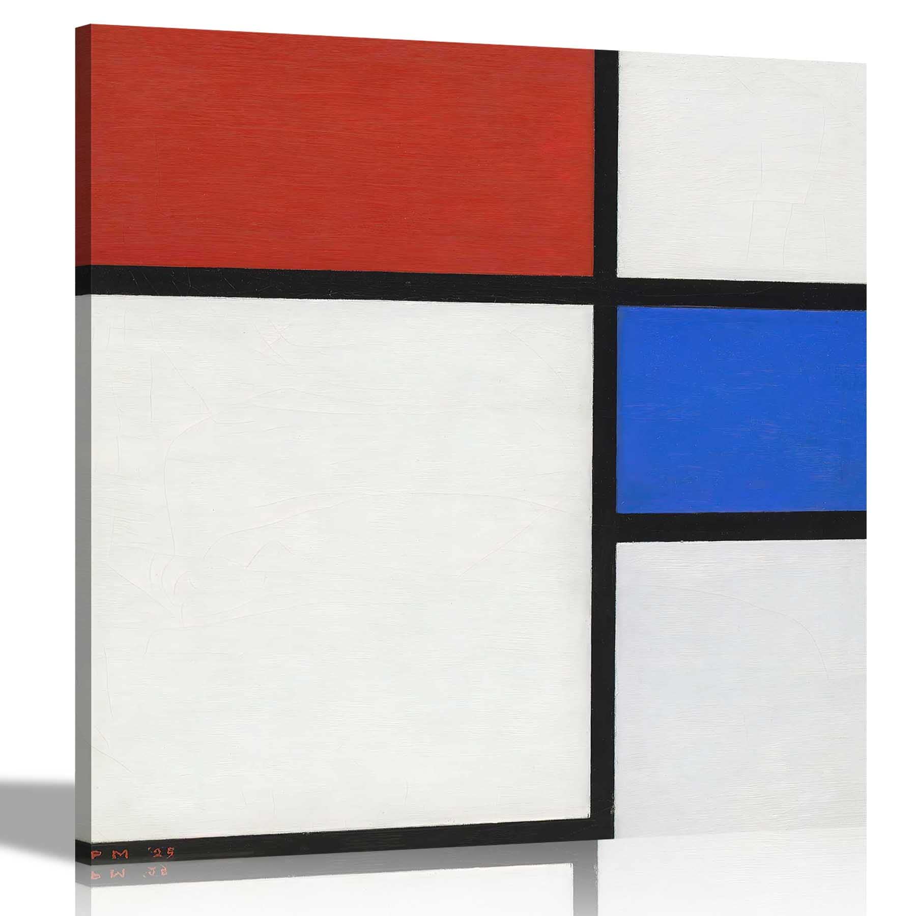 Artley Prints Composition 2 Red And Blue Composition 2 With Red And Blue By Piet Mondrian Canvas Wall Art Prints Hanging Pictures Framed Home Office Decoration 30 X 30Cm (12 X 12 Inches)