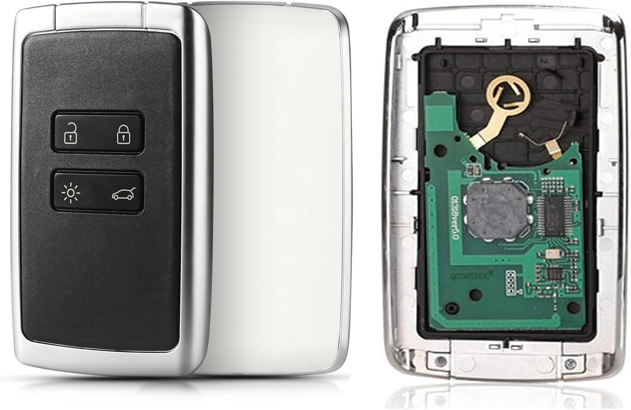 ProPlip Carte Clé complète électronique à Programmer pour Renault Espace 5 Megane 4 Scenic 4 Talisman Kadjar Zoe Clio 5 Koleos 2 Captur 2 Trafic 3 Duster Télécommande 433 MHz Capot Blanc