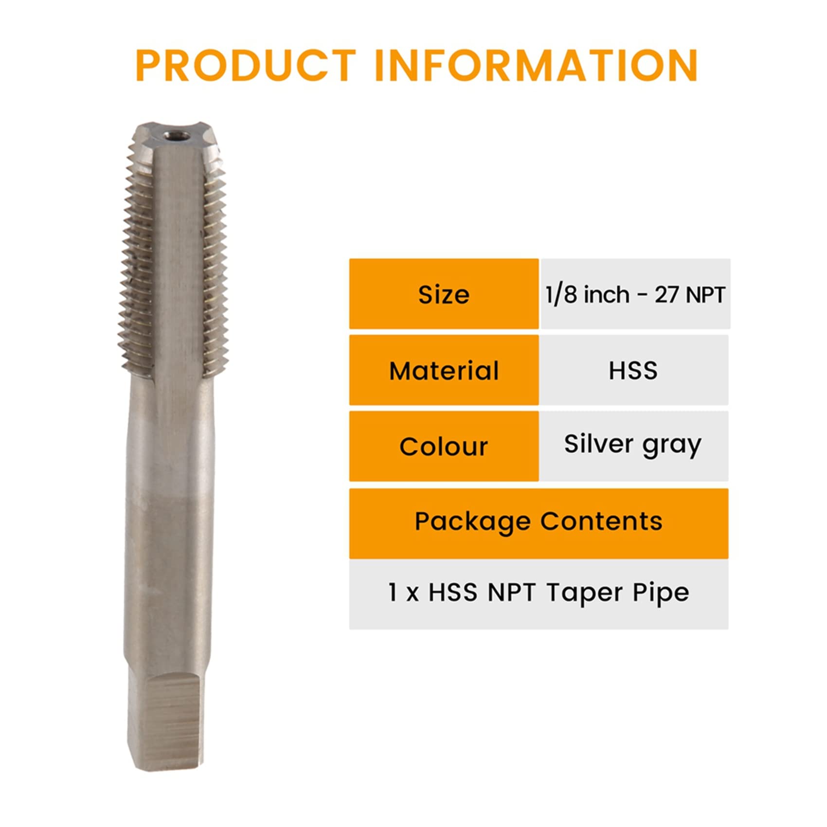 Folceretsc Taraud conique 1/8-27 NPT 1/8-27 TPI Convient pour les travaux de réparation et d'entretien