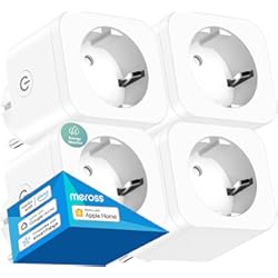 Enchufes Inteligentes Tapo Meross Enchufe Inteligente para Apple HomeKit 16A, Enchufe WiFi con Medición de Consumo, Enchufe Inteligente con Control Remoto y Temporizador, Compatible con Alexa, Google Home y SmartThings, 4 PCS