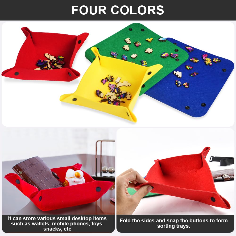 Ainiv Jigsaw Puzzle Mat Roll Up 2000 Pieces, 47” x 31.5” Portable Felt Puzzles Board with 4 Sorting Trays & Travel Storage Bag, Jigsaw Saver Pad Keeper for Adults Teens, Black