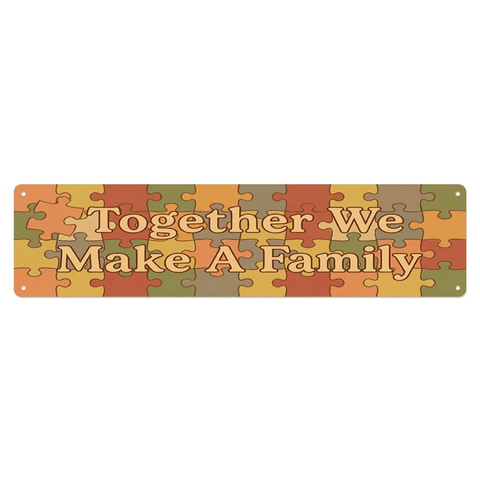 Puzzle Together Family Metal Tin Skinny Sign Plaque Wall Decor for Cafe, Club Bar, Office, Home Garden Metal Poster 4x16Inch