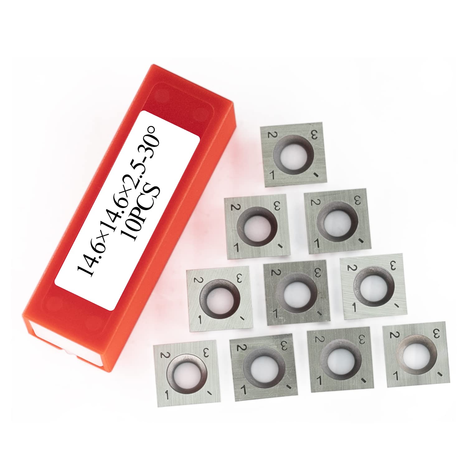 14.6mm Square Carbide Inserts Cutters Knives Blades Replace for Grizzly Insert Grizzly H2880 14.6×14.6×2.5mm-30°for Woodworking Spiral/Helical Planer Cutter Head or Lathe Turning 10pcs