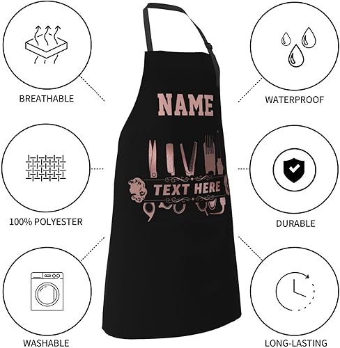 Miniatura 3 de Delantales de peluquería personalizados para hombres y mujeres, capa de peluquería personalizada para peluquería añadir nombre, texto, personalizar