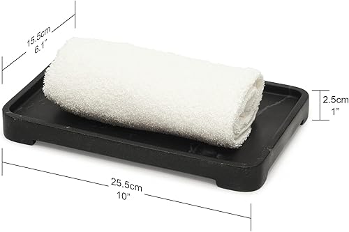 Miniatura 2 de Suanti Bandeja de tocador de baño, bandeja de tanque de inodoro, bandejas de fregadero de cocina estilo mármol negro para toallas de jabón,
