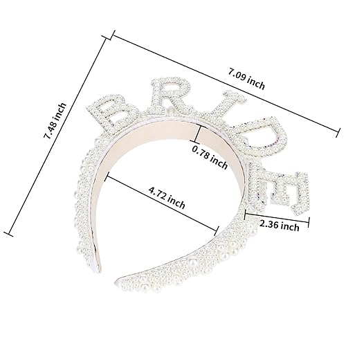 Miniatura 6 de Diadema de novia, regalos de despedida de soltera, diadema de novia, diadema de perlas blancas para mujeres, decoraciones de despedida de soltera
