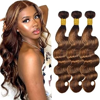 P430 Chocolate Brown Bundles Human Hair Body Wave Bundles 18 20 22 Inch Unprocessed Brazilian Virgin Remy Hair 3 Bundle Highlight Body Wave Human Hair Extensions 50 Gram Per Bundle