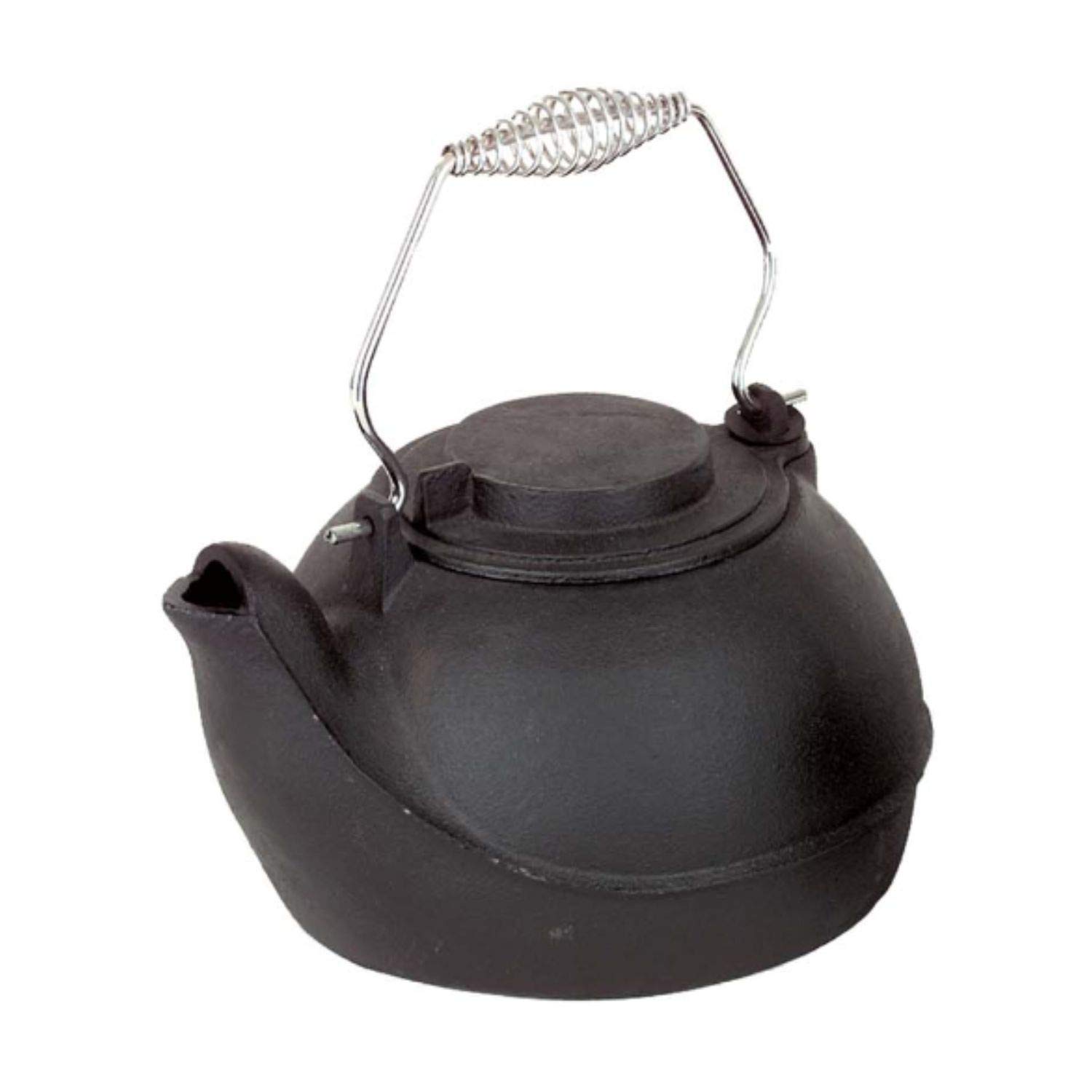 Dagan Cast Iron Fireplace Humidifier 5 Quart Capacity Black Stove Kettle with Chrome Handle Traditional Wood Stove Steamer