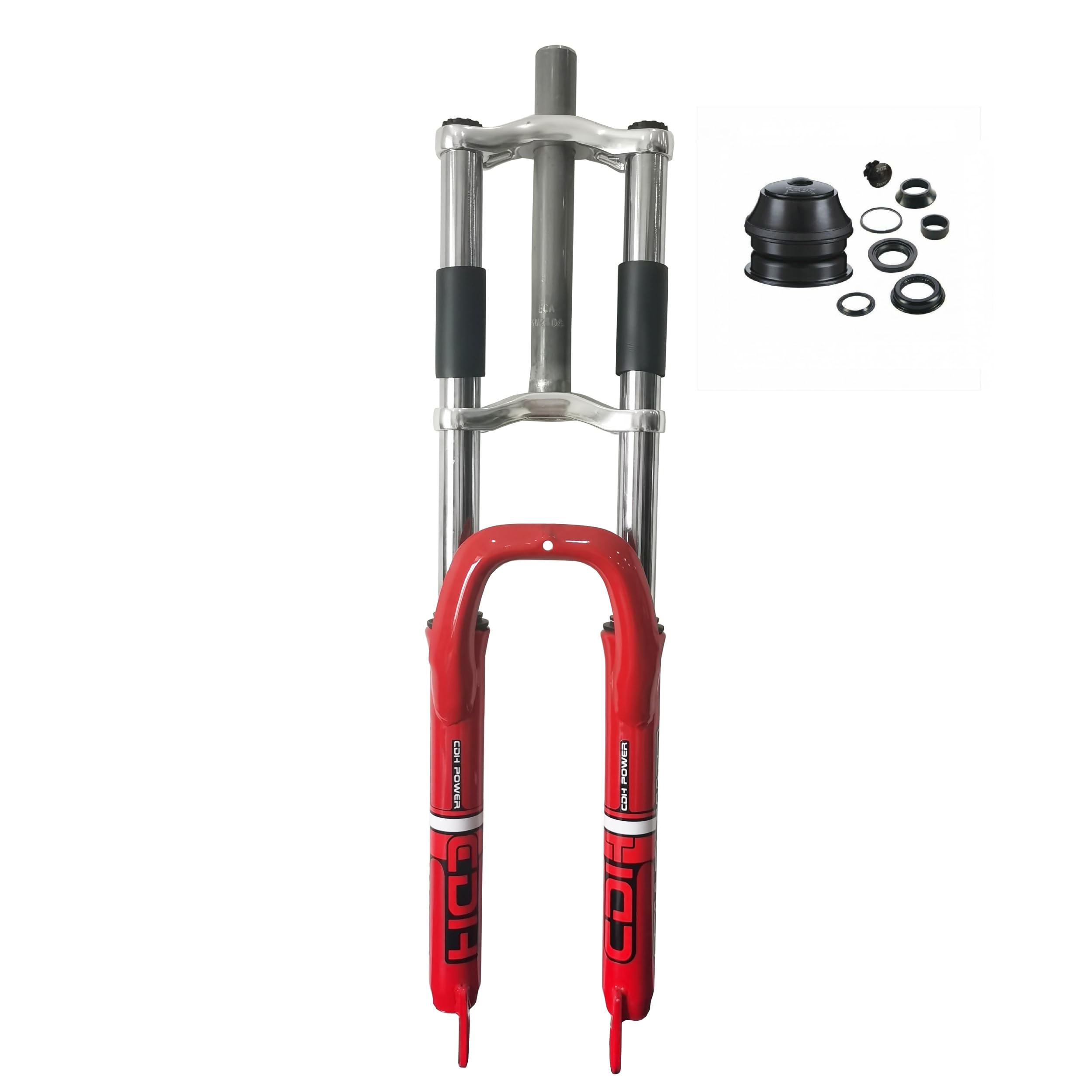 Bike Suspension Fork 26" and 1 1/8" Headset Combo,Disc Brake,Red,Bike Fork/Bicycle Forks