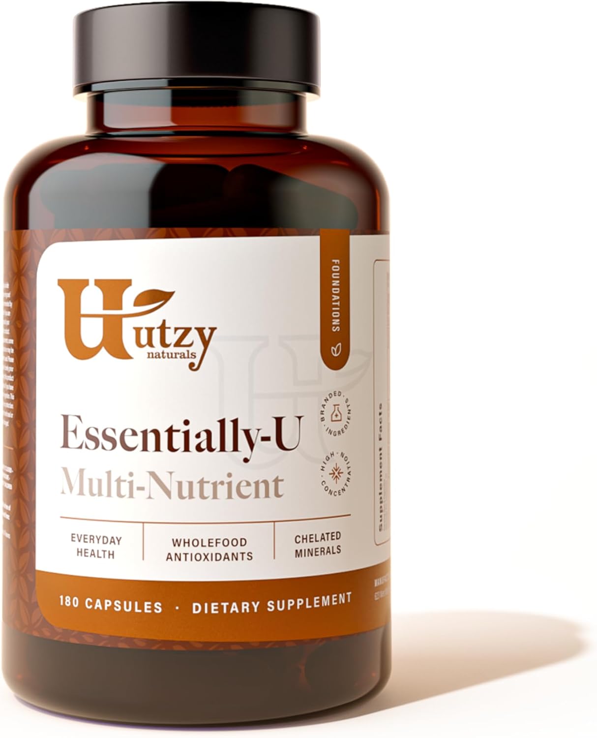 Utzy Naturals Essentially-U Multi-Nutrient | Whole Food Antioxidants + Chelated Minerals for Everyday Health | 180 Capsules