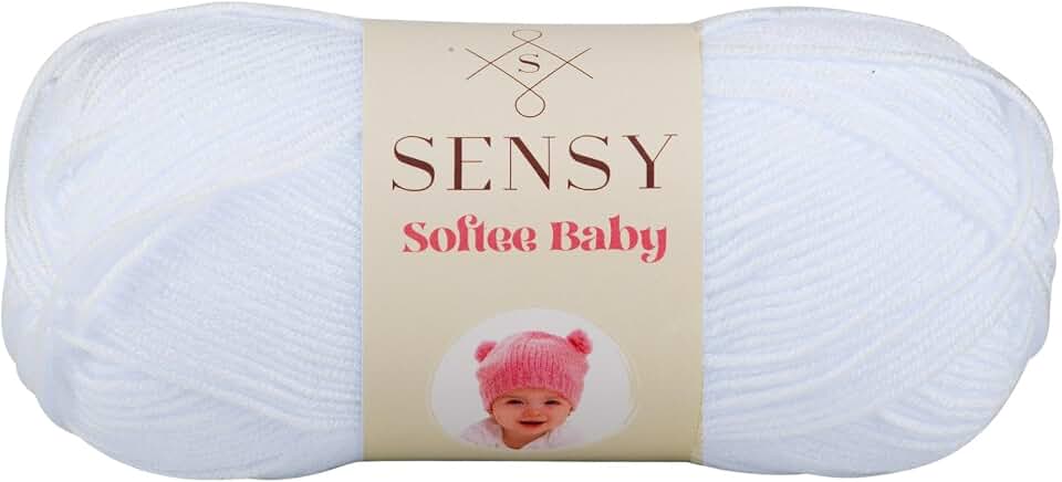 Sensy Softee Fio para bebê, 99 g, 275 jardas, calibre 3 leves (branco)