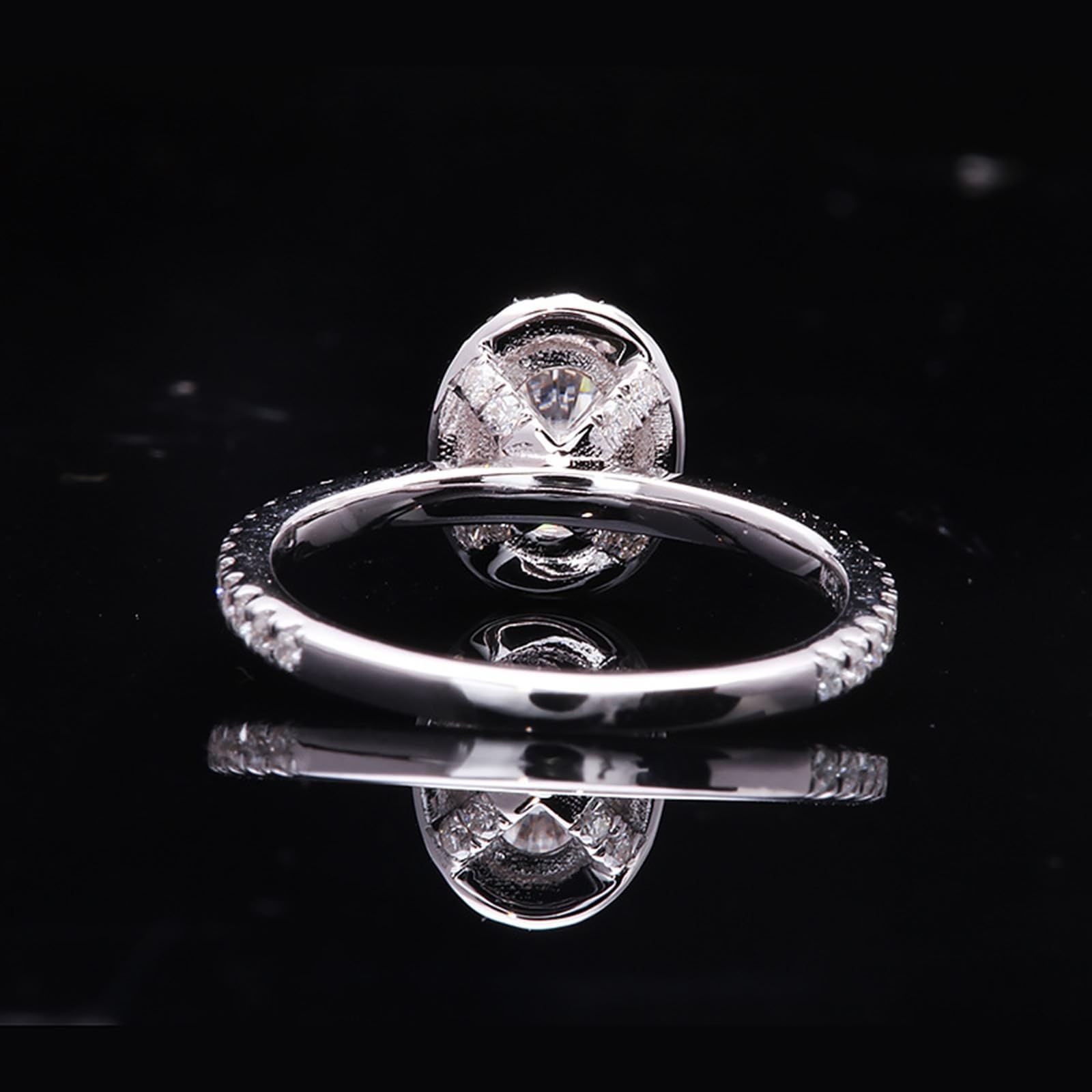 Anillo de oro blanco de 14 quilates, anillo de compromiso, anillos ovalados para mujer