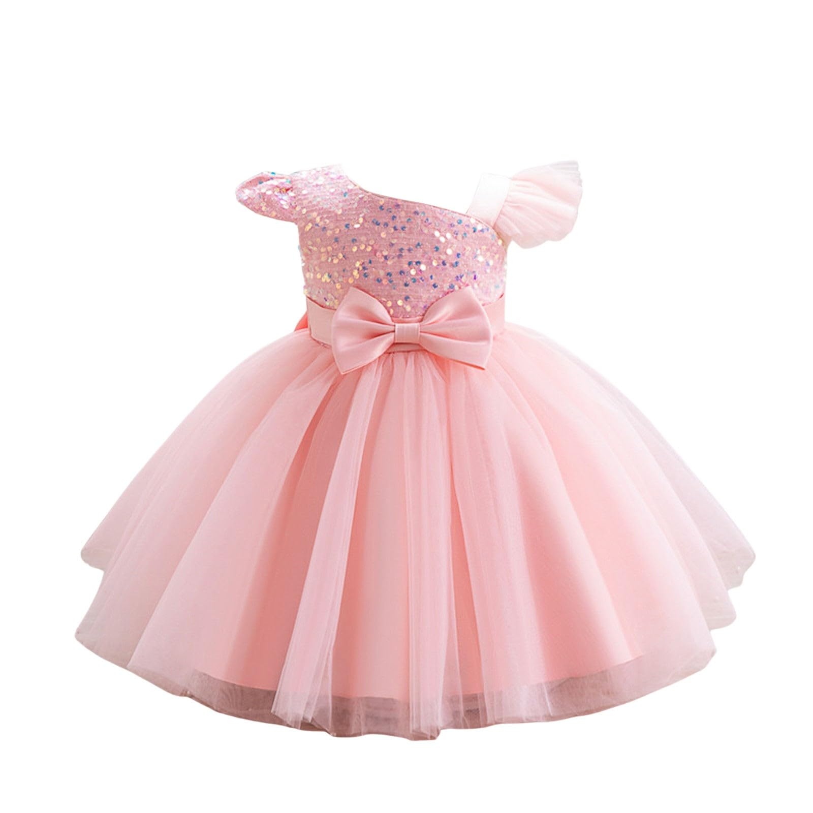 Mädchen Prinzessin Kleid Pailletten Tüll Blume Rundkragen Ärmellos Formalkleid Geburtstag Party Hochzeit Brautjungfer Mädchen Abendkleider Kleinkind