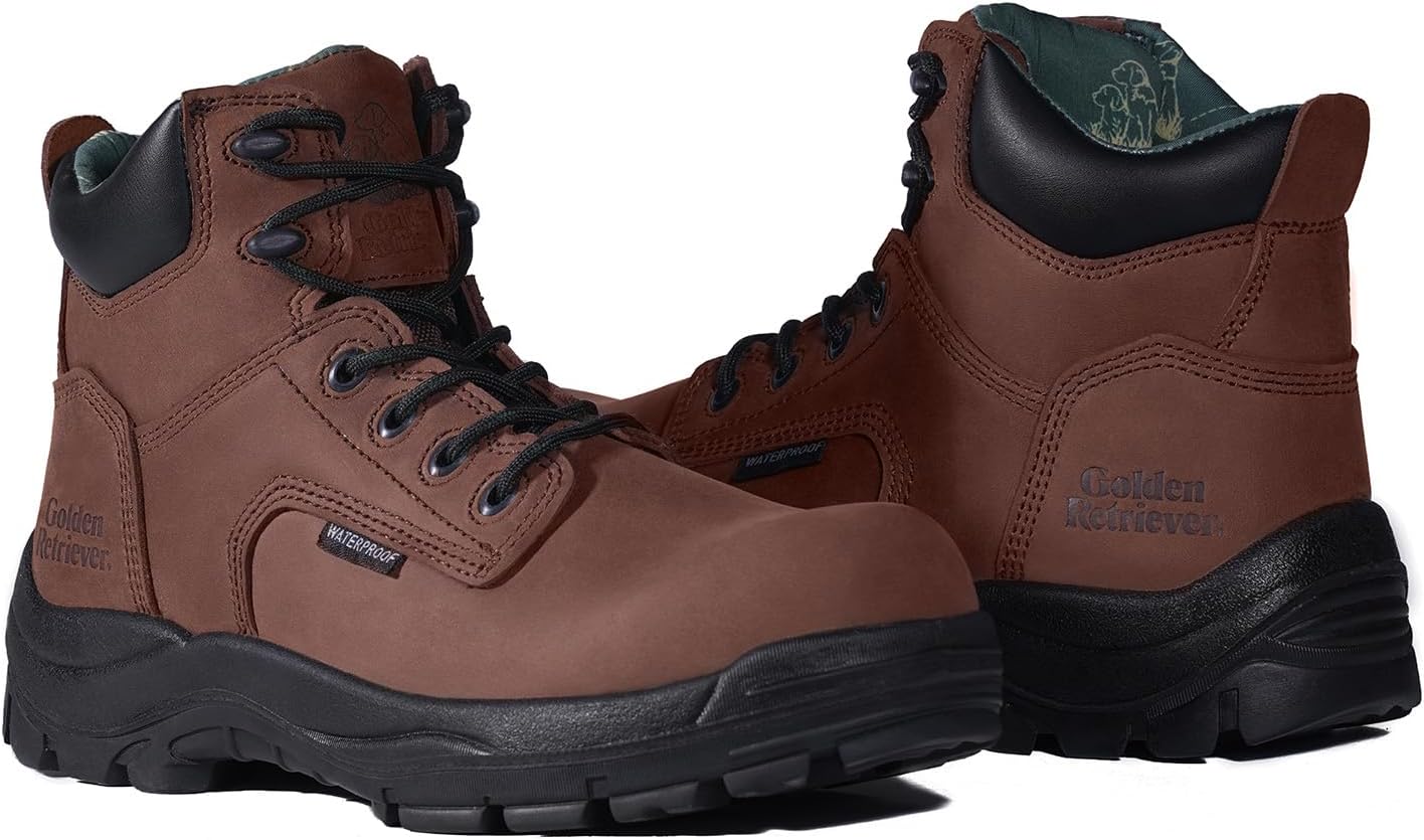 Golden Retriever 6'' Steel Toe Work Boots for Men, Waterproof Construction Boots,Slip and Oil-Resistant,Coolmax, Comfortable,ASTM F2413-18 EH G6755-G6955 - Image 6