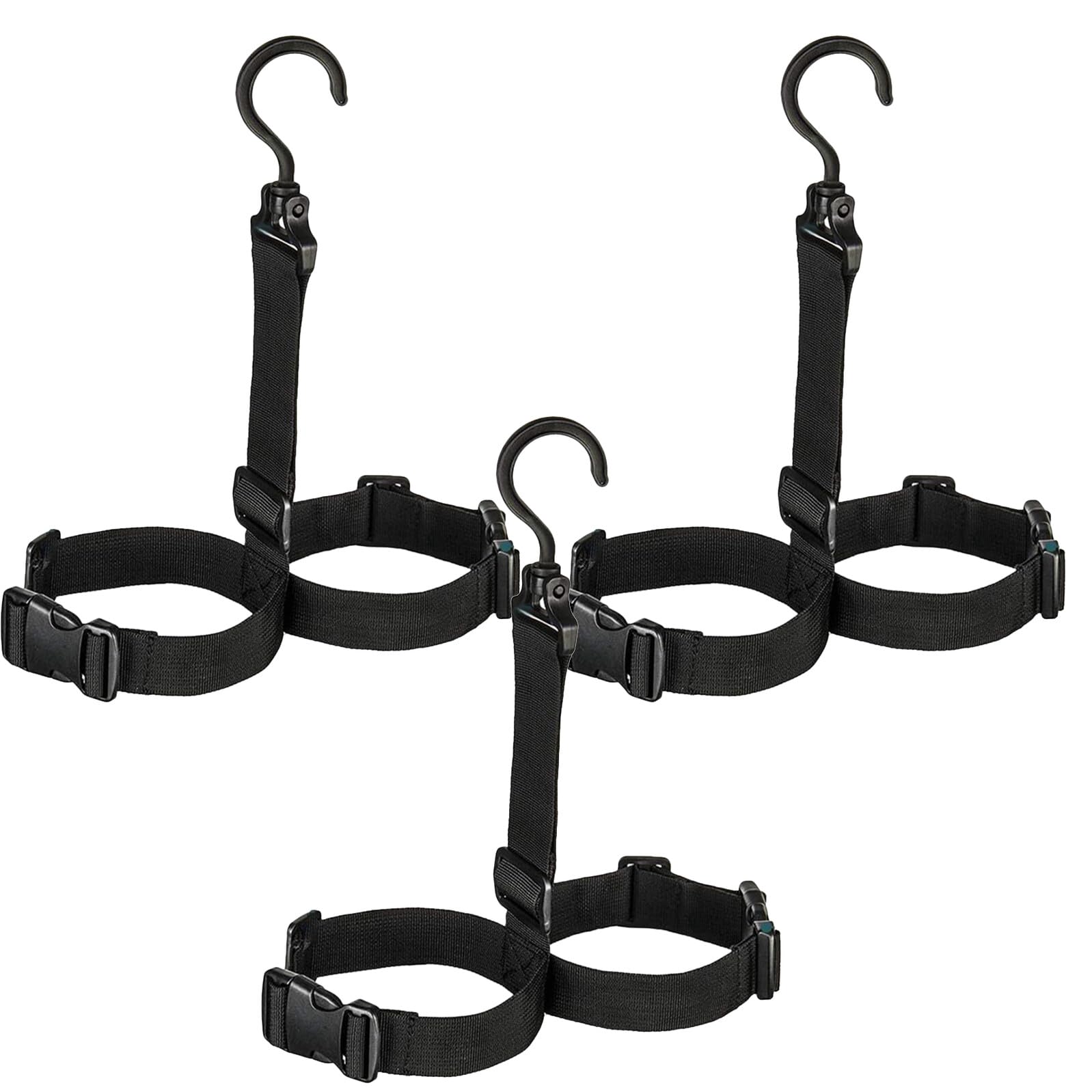 Sangles Réglables Lot de 3 Pièces en Nylon Noir et Organisation des Chaussures Légères et Résistantes pour Porte-Bottes de Pêche pour Randonnée