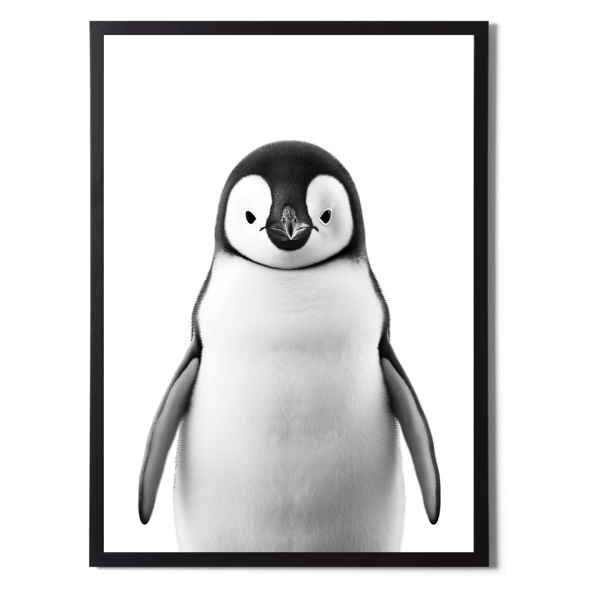 State Media Vision Penguin Print In Black And White, Modern Simplistic Bathroom/Bedroom Home Decor, Marine Animal Wallart (, A4 Print Only)