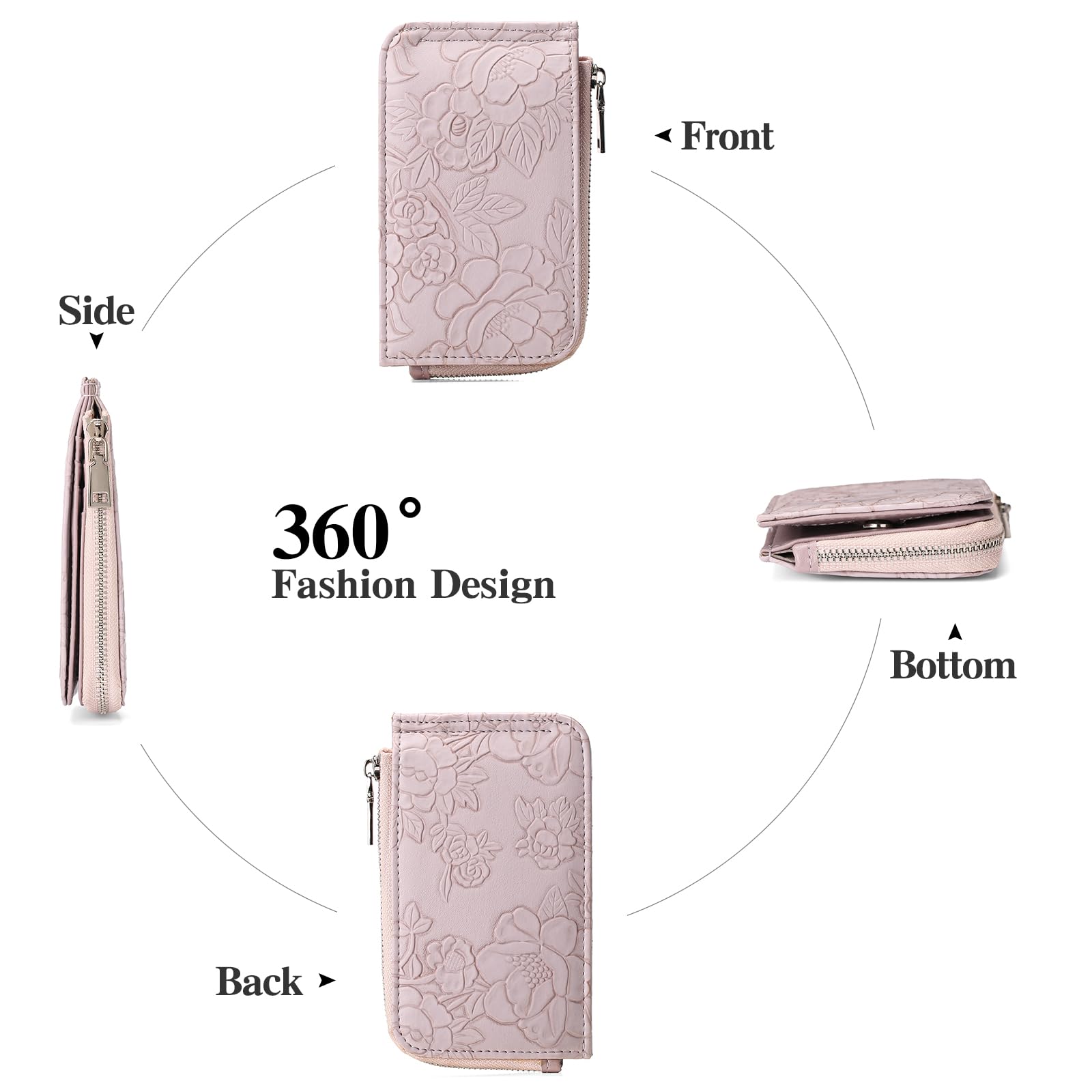 GAEKEAO Porte Carte Femme Portefeuille Femme Porte Monnaie Femmes Portefeuille Petit Format avec Blocage RFID Porte-Monnaie avec Poche Zippée