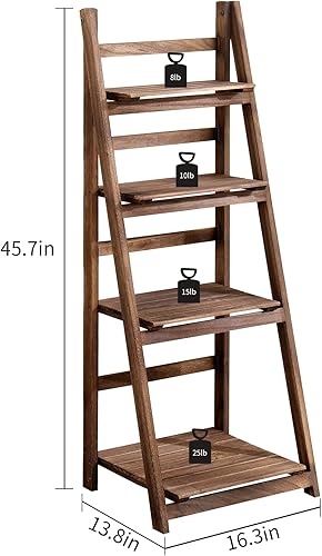 Miniatura 9 de ECOMEX Estantería de escalera, estantería de escalera inclinada de 4 niveles, estante de baño industrial, estante organizador de pie multifunción