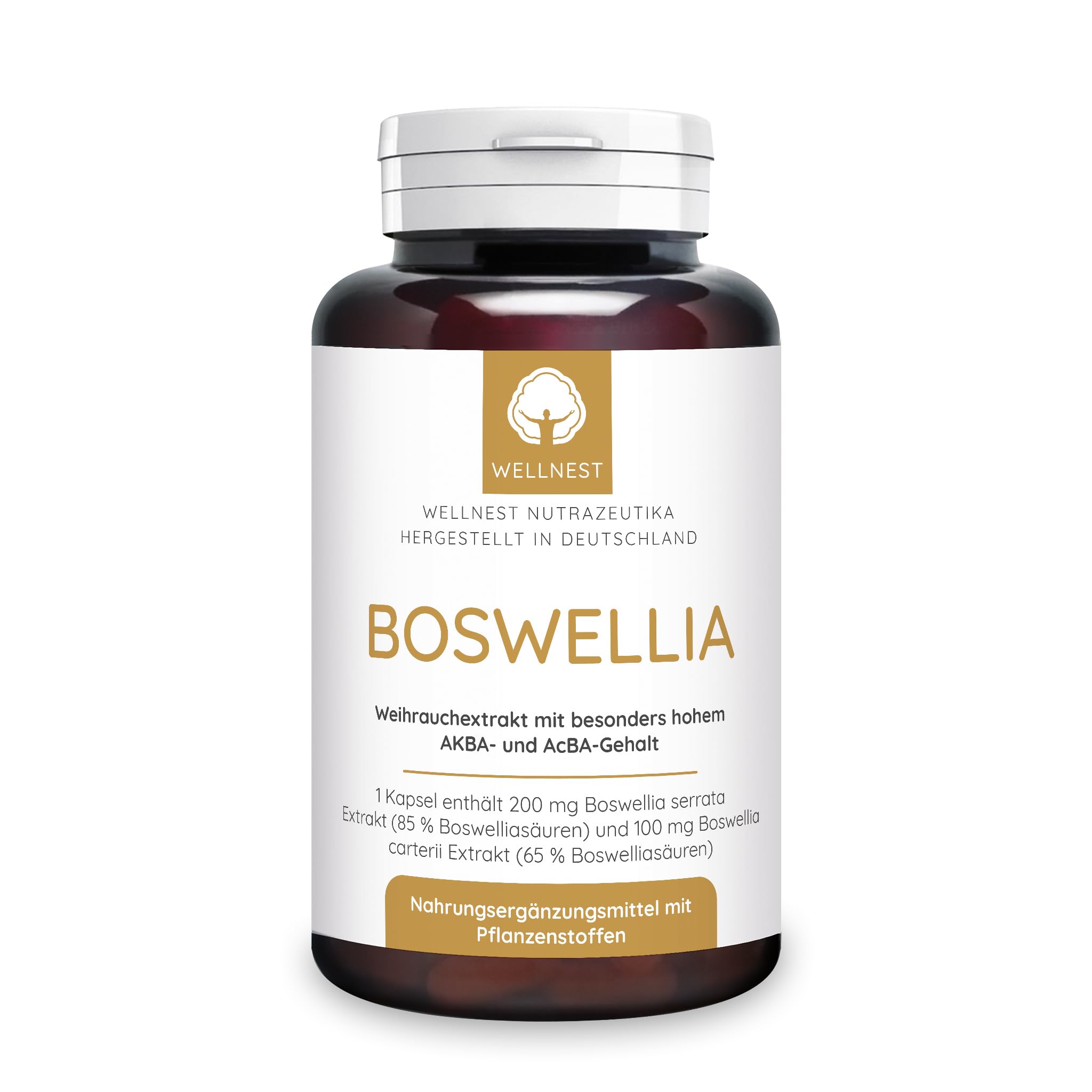 Weihrauch Kapseln | hochdosiert | Mit Phospholipiden | Boswellia serrata 85% und Boswellia carterii 65% Extrakt | Reine Boswelliasäuren pro Kapsel 250mg | 180 Kapseln