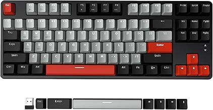 AK871 Wireless Mechanical Gaming Keyboard - 75% TKL with USB Hub, 2.4GHz/Bluetooth 5.0 Dual Mode, 87 Keys Hot Swappable, Clicky Pre-lubed Switches for PC/MAC