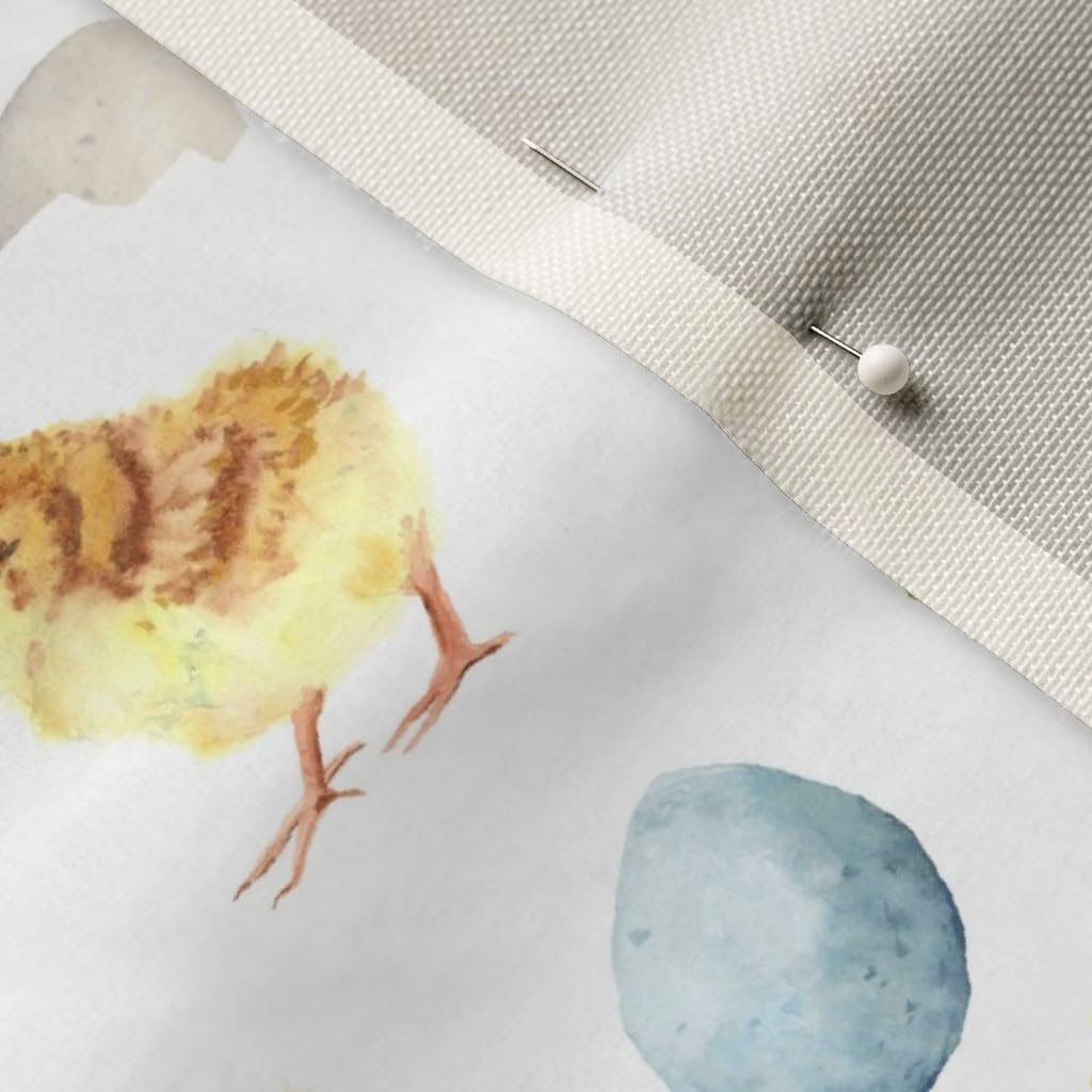 Spoonflower Fabric - Easter White Bunny Kids Spring Watercolor Eggs Printed on Upholstery Velvet Fabric Fat Quarter - Upholstery Home Decor Bottomweight Apparel