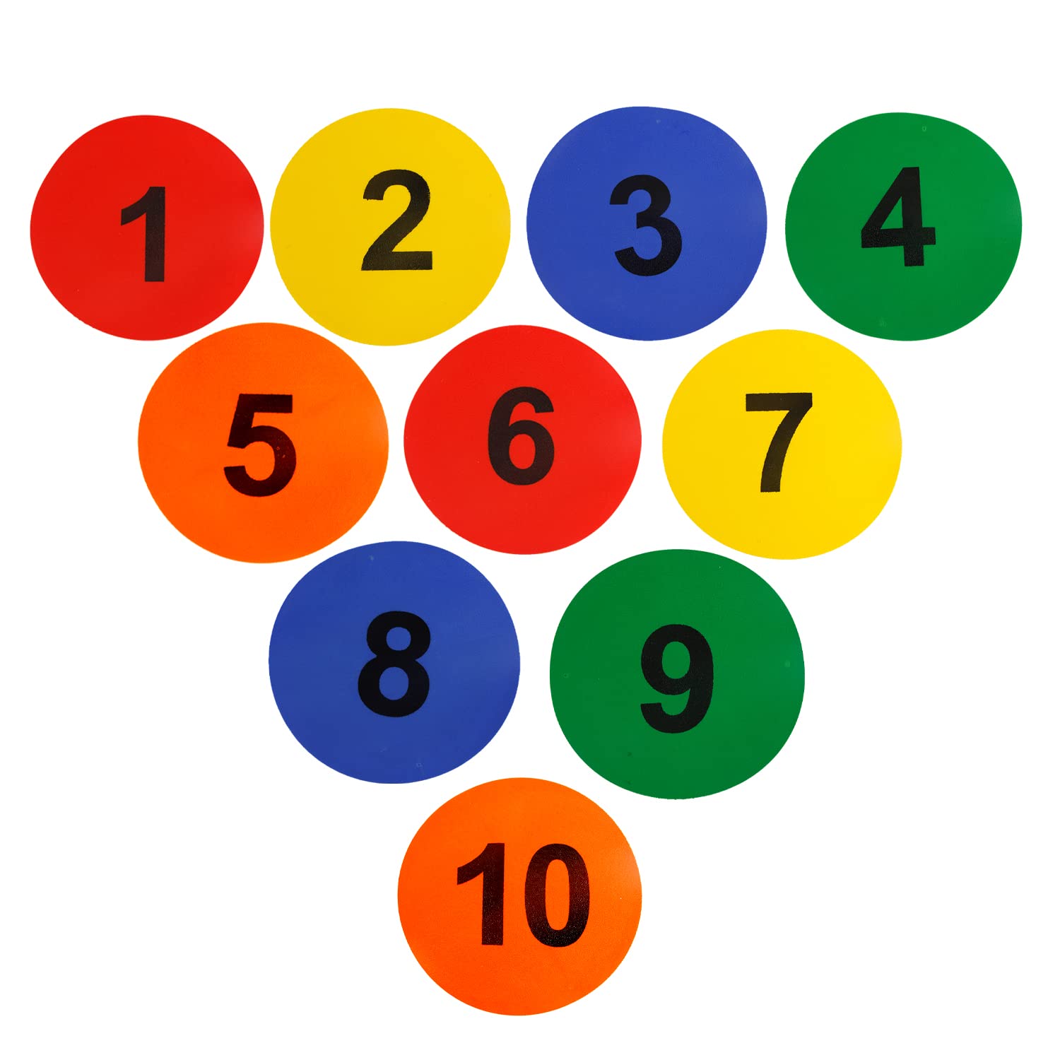 GISCO Sequence Spot Markers 9.5 Inch, Non Slip Rubber Agility Markers, Flat Markers for Sports Speed Agility Training and Drills, Kids Learning |1-10 Number Printed Circle Marker | Pack of 10