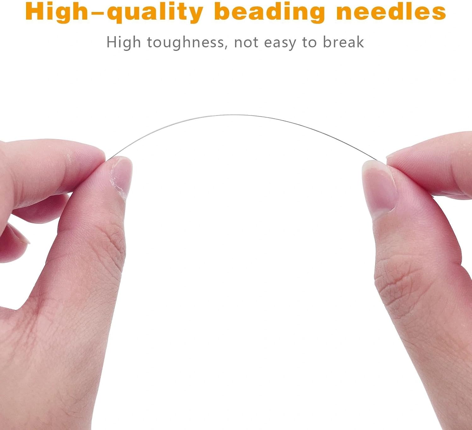 Skythrive 5 Pieces Folding Beading Needles for Beaders, Stainless Steel Needles with Big Eye, for Making Bracelets and Jewelry, Elastic Thread and Things to Create Accessories, 5 Sizes Beads Needles