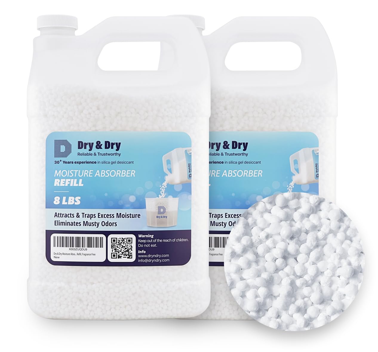 Dry &amp; Dry Moisture Absorbers Refill Beads (16 LBS) - Home &amp; Bedroom Dehumidifiers, Moisture Absorbers