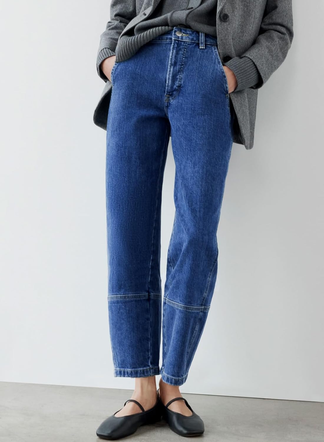 EVALESS Jeans for Women Wide Leg High Waisted Boyfriend Straight Leg Stretchy Cropped Denim Pants - Image 4