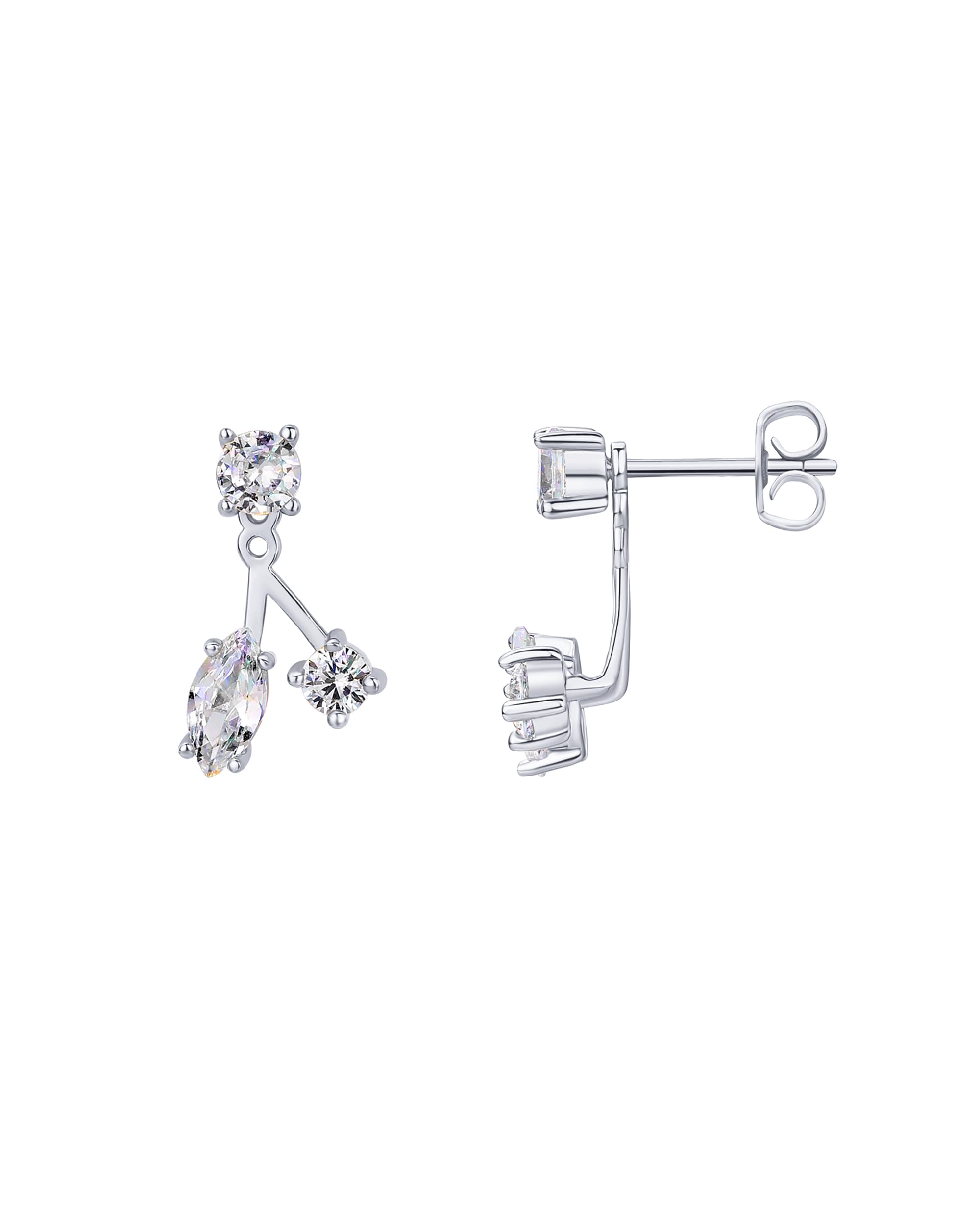 PAVOI18K Gold Plated Sterling Silver Posts Cubic Zirconia Ear Jacket Statement Earrings for Women | Front & Back Stud Earring Jackets