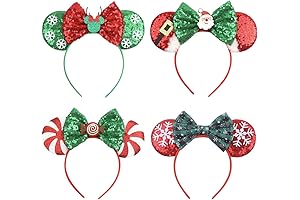 4 PCS Minnie Christmas Ears Headbands for Holiday Cosplay Party Favors (Christmas 4 Pack)