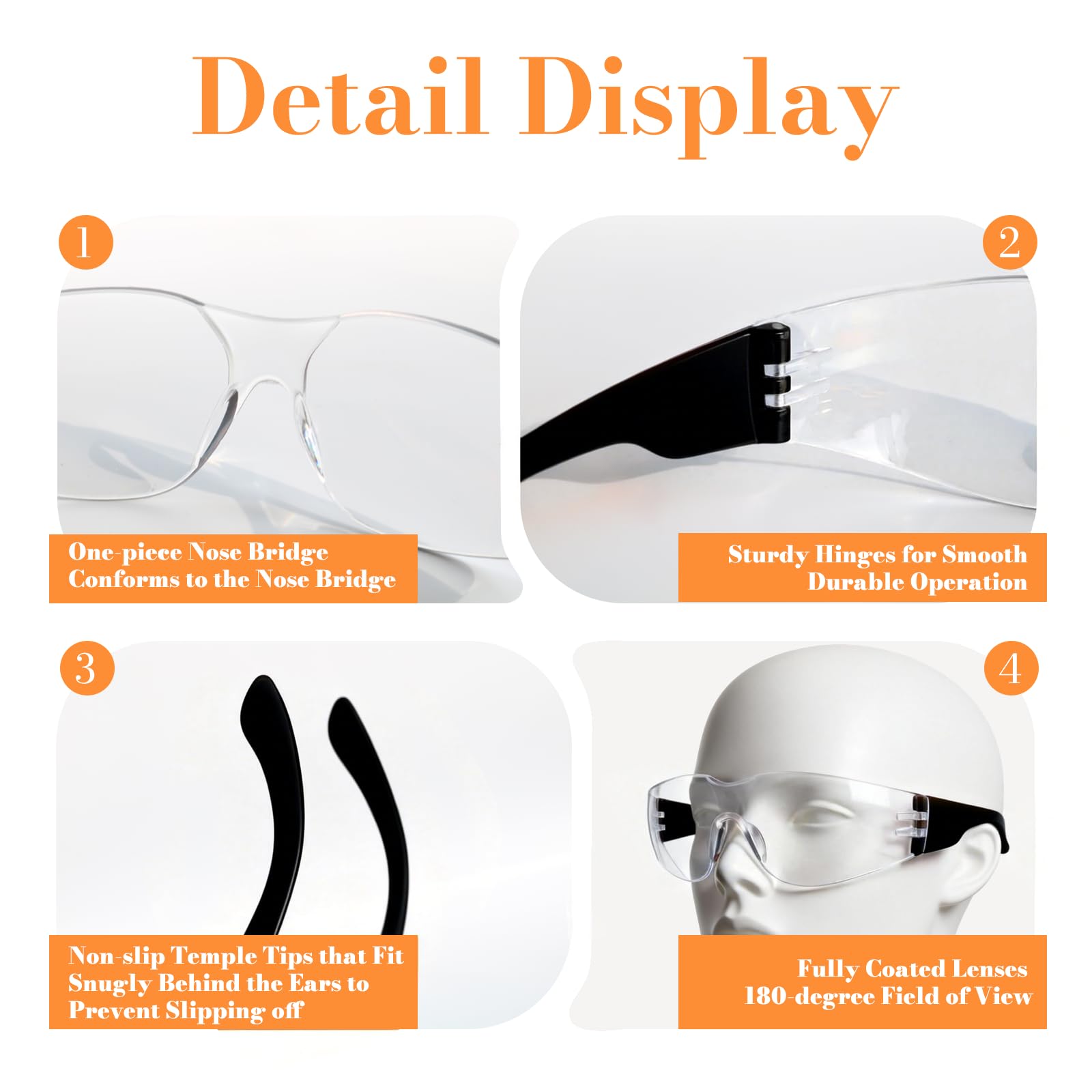 BIRDDIE Lot de 10 lunettes de sécurité enveloppantes anti-buée pour le travail, le bricolage et l'extérieur, pour le travail, le bricolage, le tir et les activités de plein air