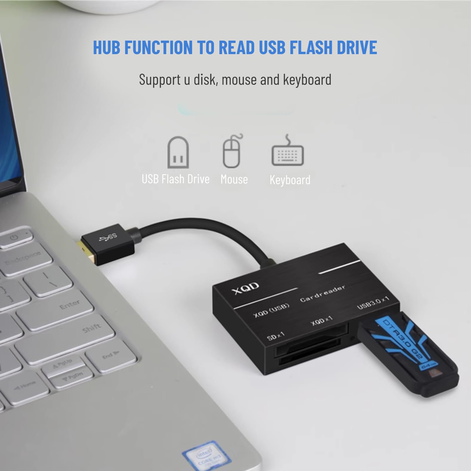 Lettore di schede XQD USB3.2 XQD/SD/MicroSD/USB3.2 A/USB3.2 Tipo-C 5in1 con robusta custodia in alluminio, supporta Sony G/M Series, Nikon, Lexar XQD, scheda SD per Windows/Mac OS/Android