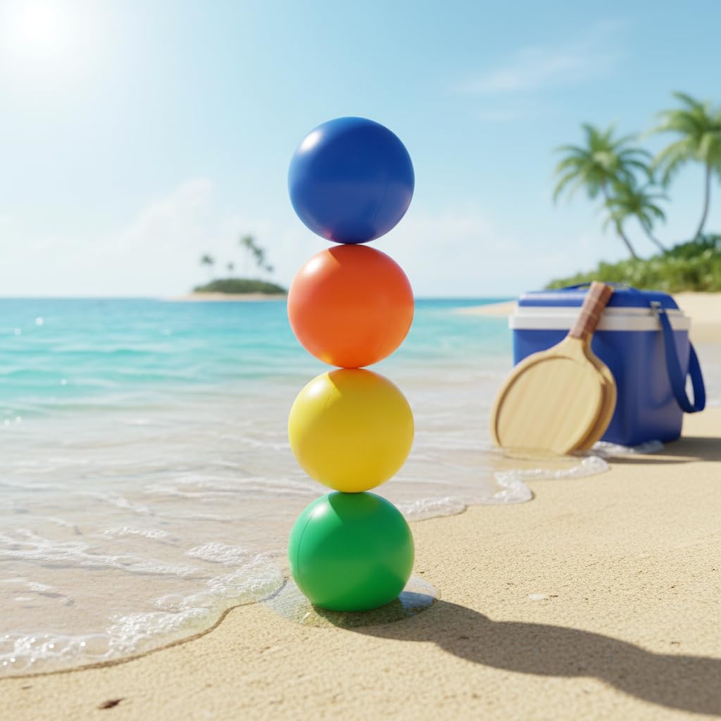 BRILY Balles de plage pour raquettes, multicolore (bleu, orange, jaune, vert), 4 cm, lot de 4