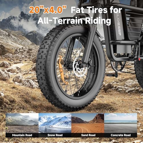 Image of 1500W Peak Electric Bike for Adults, 20 inch x4.0 Fat Tire Ebike, Class 2 Moped Style All-Terrain Electric Bicycle with Advanced Suspension, UL 2849 Certified Removable Battery