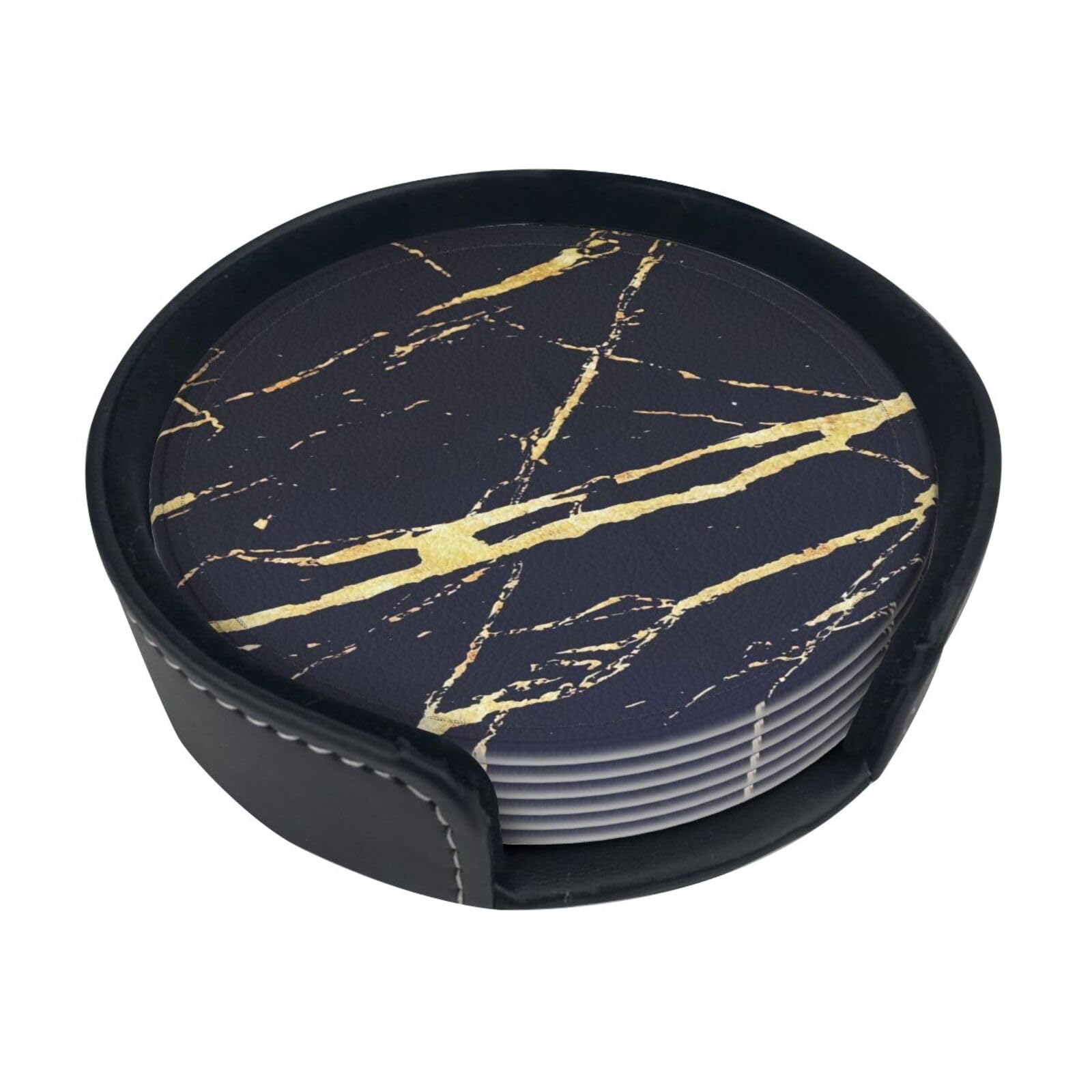 Marble. (2) Print Round Coasters Set Of 6,Coaster For Tabletop Protection Home Bar Decor