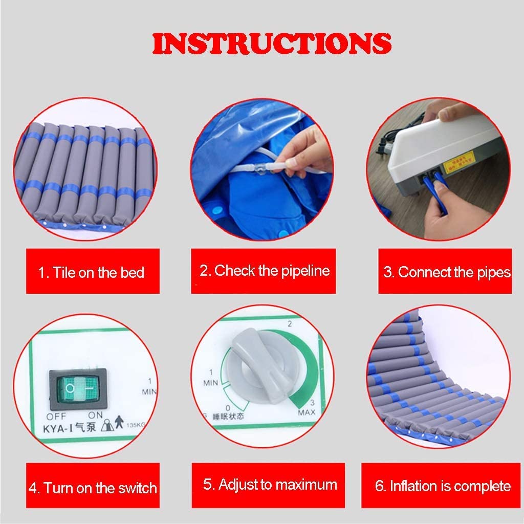 Antiescaras Adecuado para familias, residencias de Ancianos, colchón de presión alterna para Tratamiento de úlceras por presión y úlceras por presión (with Convenient Hole)