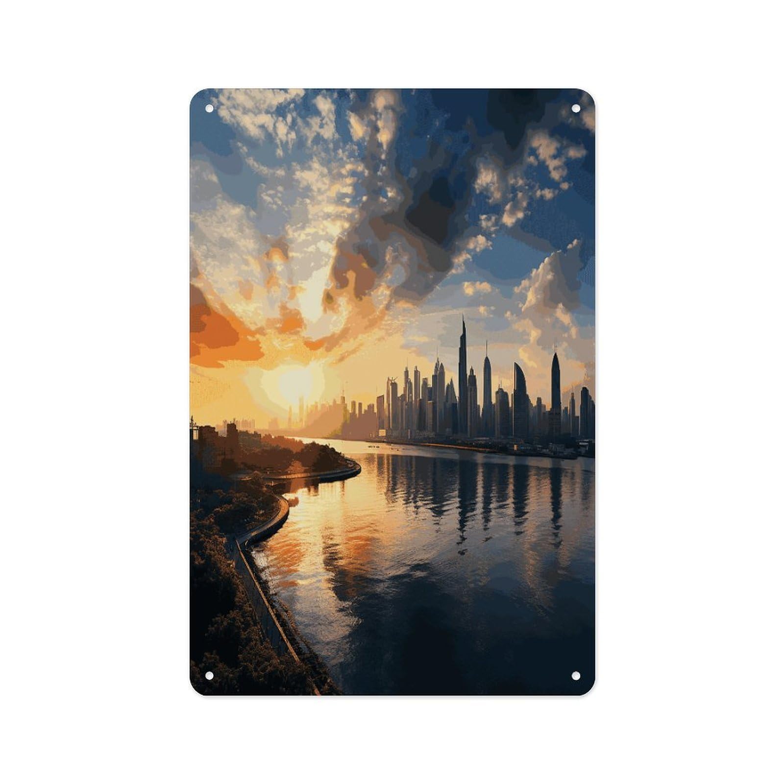 Fekiloot Style New York In The Sunset Wall Decor Metal Signs Tin Signs Poster