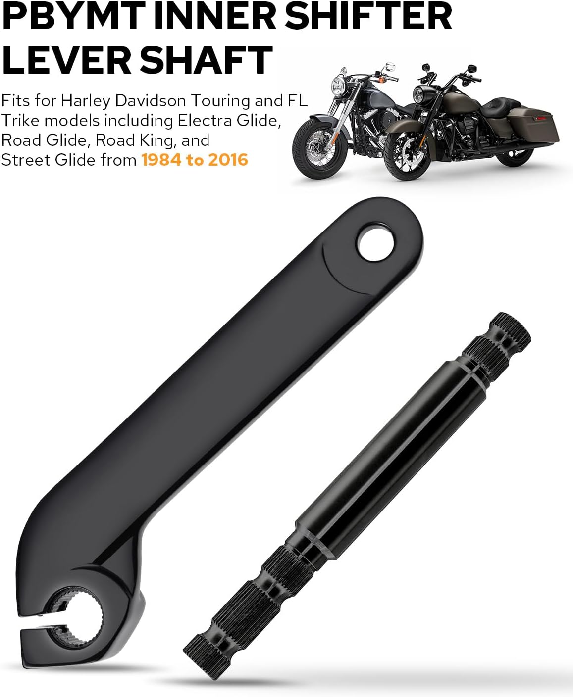 PBYMT Inner Shifter Lever Shaft Kit Stainless Steel Inner Shift Rod Lever Fit for Harley Davidson Touring Street Glide Electra Glide Road Glide Road King 1984-2016 Black